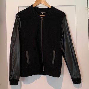 Halogen Size Small Bomber Jacket with Leather sleeve